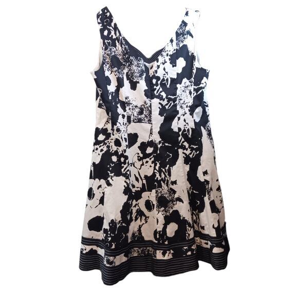 JONES NEW YORK Cotton Floral Dress 20W Romantic Event Dressy Feminine BlackWhite - Picture 2 of 11